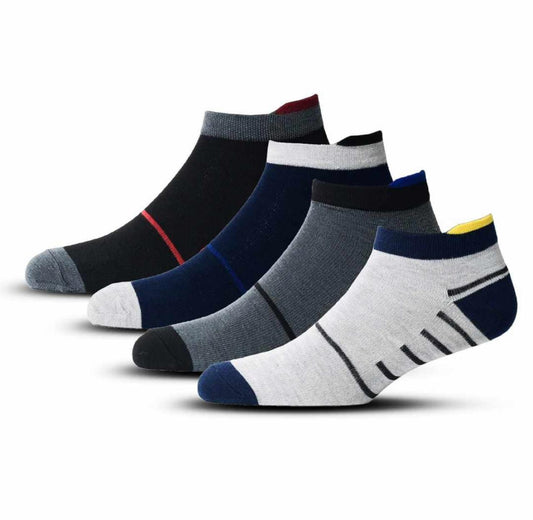 Athletic Special Design Ankle Length Socks |Free Size |Pack of 4 Pairs |With Third Heel