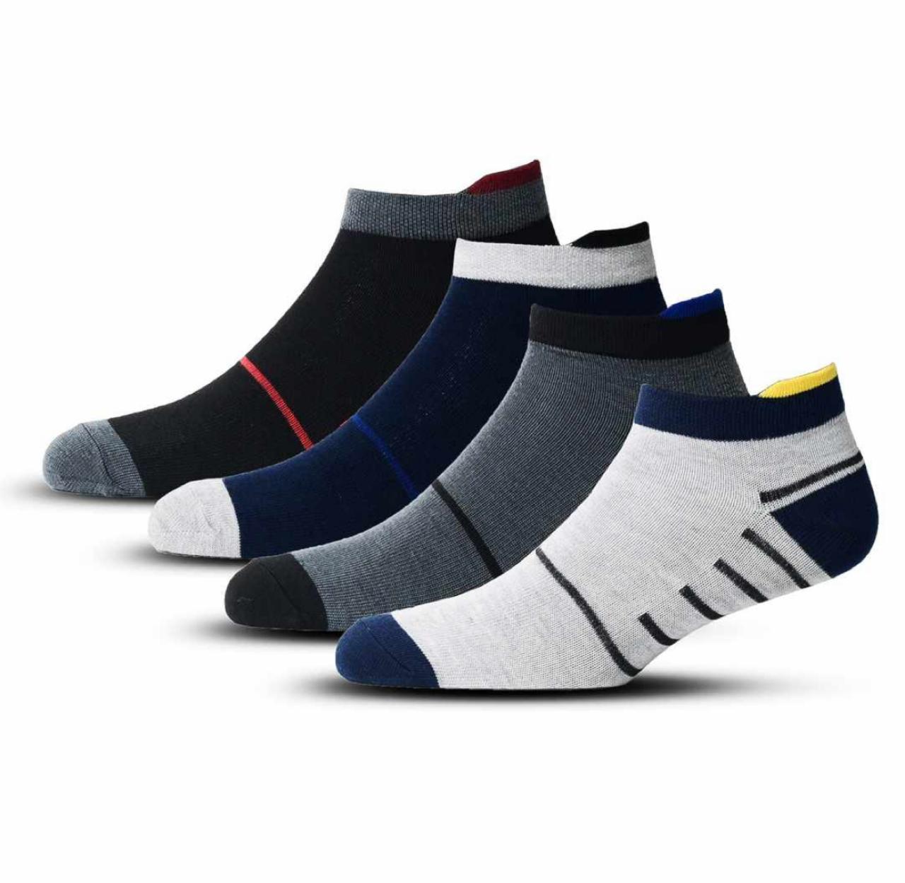 Athletic Special Design Ankle Length Socks |Free Size |Pack of 4 Pairs |With Third Heel