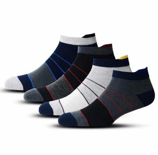 Athletic Special Design Ankle Length Socks |Free Size |Pack of 4 Pairs |With Third Heel