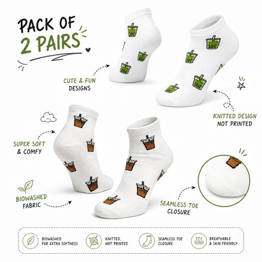 Discover the Jivaachi Sole Latte and Matcha Socks, the best cute socks for women and men who love coffee and matcha. Knitted designs, premium cotton, and reusable café cup packaging. Shop now at jivaachi.com.