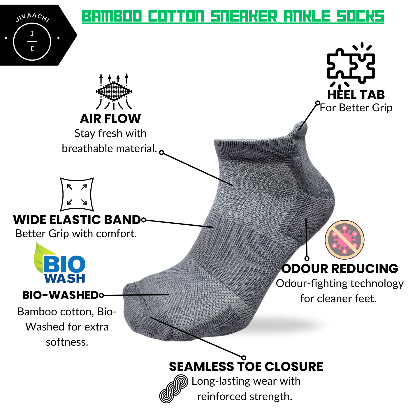Bamboo Cotton - Sneaker Ankle - pack of 5 pairs