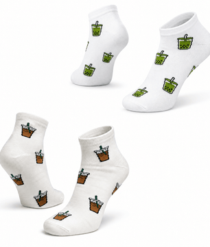 Sole Latte - Ice Latte & Matcha Socks – Pack of 2 Unisex Ankle Socks