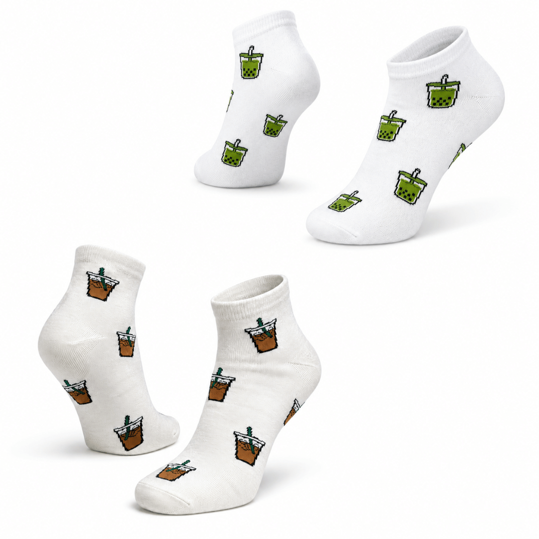 Sole Latte - Ice Latte & Matcha Socks – Pack of 2 Unisex Ankle Socks