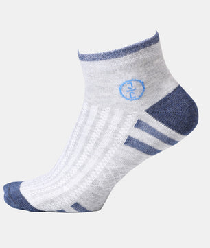 Jivaachi Cotton Ankle Socks, 12 Pairs Pack, Everyday Wear for work, office, workout and casual use with 4-Way Stretch, Mesh Panels, Reinforced Heel and Toe, 6 trendy Designs.