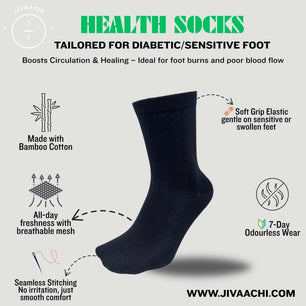 3 Pairs - Full Length Health Socks – Bamboo Cotton | Seamless | Diabetic-Safe | 7-Day Odourless