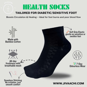 3 Pairs - Ankle length Health Socks – Bamboo Cotton | Seamless | Diabetic-Safe | 7-Day Odourless