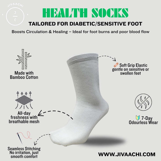3 Pairs - Full Length Health Socks – Bamboo Cotton | Seamless | Diabetic-Safe | 7-Day Odourless