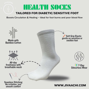 3 Pairs - Full Length Health Socks – Bamboo Cotton | Seamless | Diabetic-Safe | 7-Day Odourless