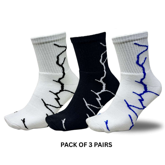 3-Pairs Lightning Bolt Crew Socks