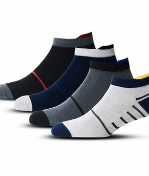 Athletic Special Design Ankle Length Socks |Free Size |Pack of 4 Pairs |With Third Heel