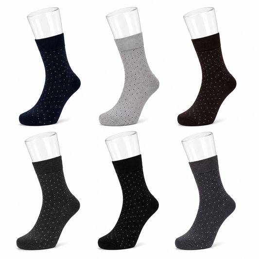 Bamboo Cotton Formal Socks for Men | Pack of 6 | Polka Dot Design