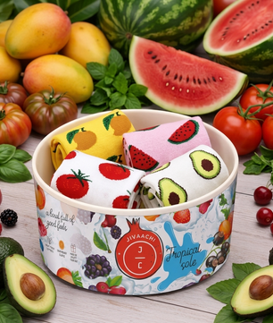 Tropical Sole Fruit & Veggies Bowl Socks| Pack of 4 Ankle Length Socks