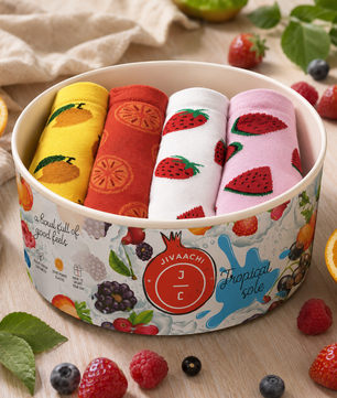 Tropical Sole Fruit Bowl Socks| Pack of 4 Ankle Length Socks