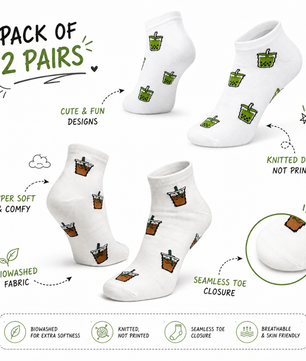 Sole Latte - Ice Latte & Matcha Socks – Pack of 2 Unisex Ankle Socks
