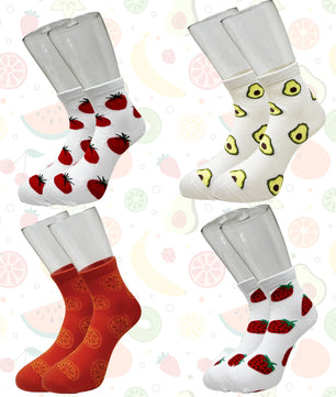 Tropical Sole Veggies & Fruits Bowl Socks| Pack of 4 Ankle Length Socks
