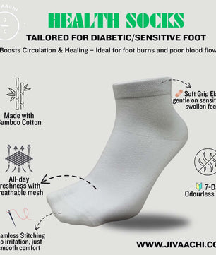 3 Pairs - Ankle length Health Socks – Bamboo Cotton | Seamless | Diabetic-Safe | 7-Day Odourless