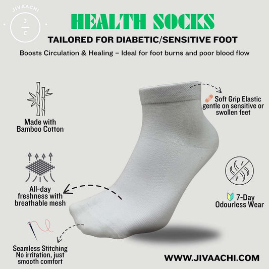 3 Pairs - Ankle length Health Socks – Bamboo Cotton | Seamless | Diabetic-Safe | 7-Day Odourless